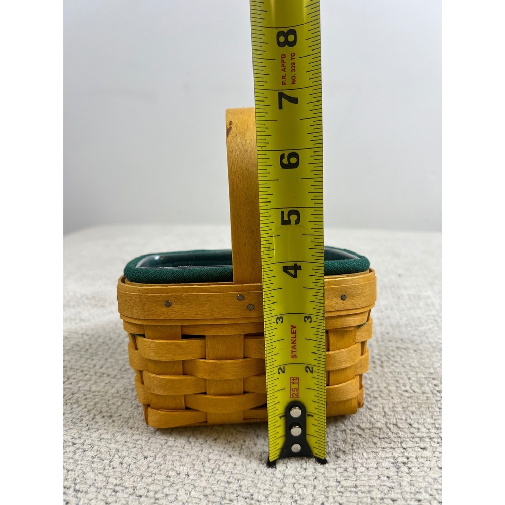 Longaberger 2002 Handwoven Miniature Basket Green‎ Liner Plastic Protector USA - Picture 7 of 7